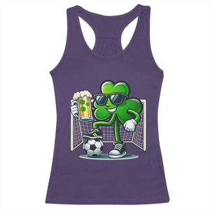 Funny Irish Shamrock Dabbing Soccer Racerback Tank Top St Patricks Day TS12 Purple Print Your Wear