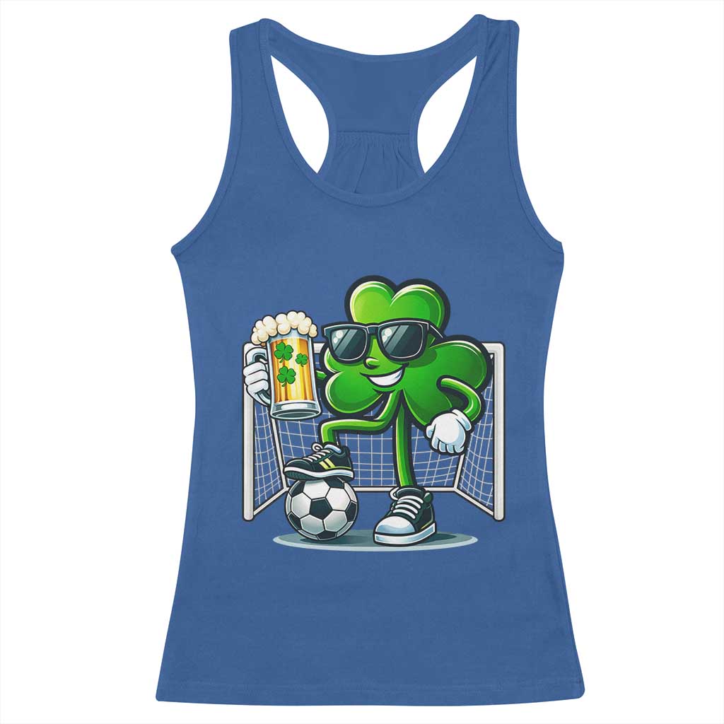 Funny Irish Shamrock Dabbing Soccer Racerback Tank Top St Patricks Day TS12 Royal Blue Print Your Wear