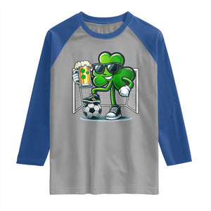 Funny Irish Shamrock Dabbing Soccer Raglan Shirt St Patricks Day TS12 Sport Gray Royal Print Your Wear