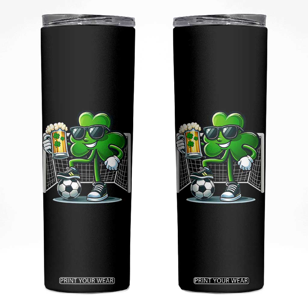 Funny Irish Shamrock Dabbing Soccer Skinny Tumbler St Patricks Day TS12 Black Print Your Wear