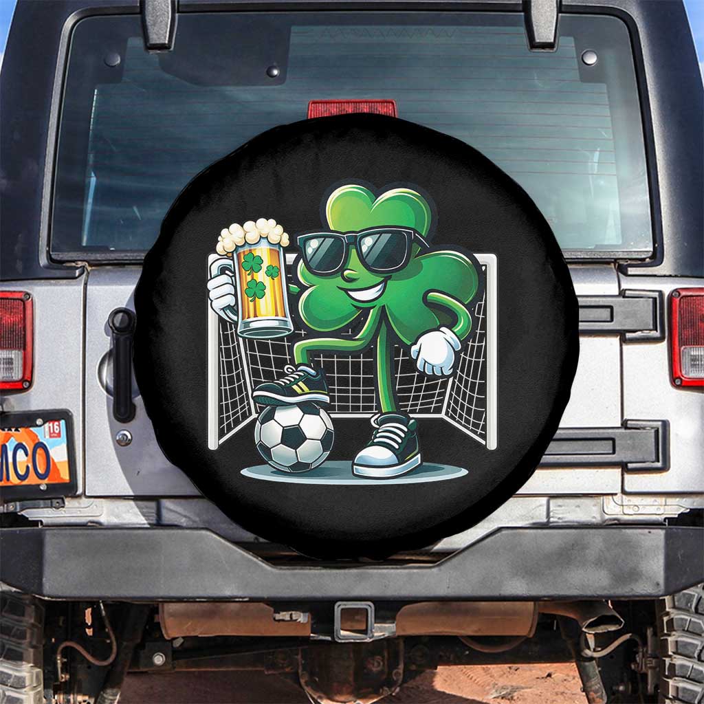 Funny Irish Shamrock Dabbing Soccer Spare Tire Cover St Patricks Day TS12 No hole Black Print Your Wear