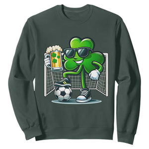 Funny Irish Shamrock Dabbing Soccer Sweatshirt St Patricks Day TS12 Dark Forest Green Print Your Wear