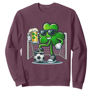 Funny Irish Shamrock Dabbing Soccer Sweatshirt St Patricks Day TS12 Maroon Print Your Wear