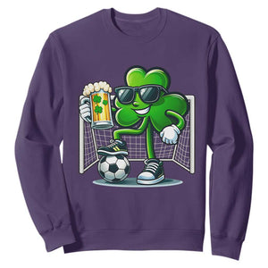 Funny Irish Shamrock Dabbing Soccer Sweatshirt St Patricks Day TS12 Purple Print Your Wear