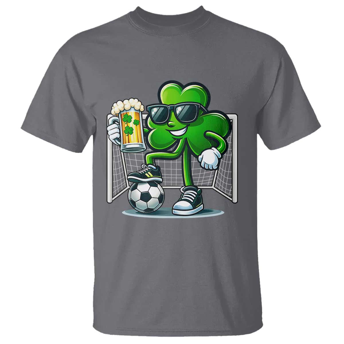 Funny Irish Shamrock Dabbing Soccer T Shirt St Patricks Day TS12 Charcoal Print Your Wear
