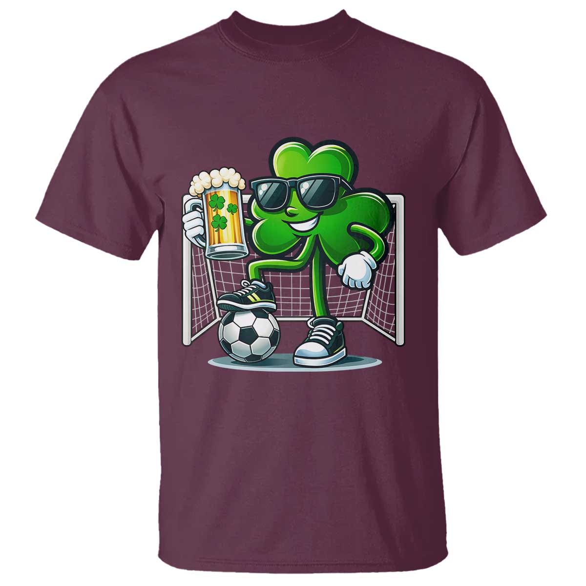 Funny Irish Shamrock Dabbing Soccer T Shirt St Patricks Day TS12 Maroon Print Your Wear