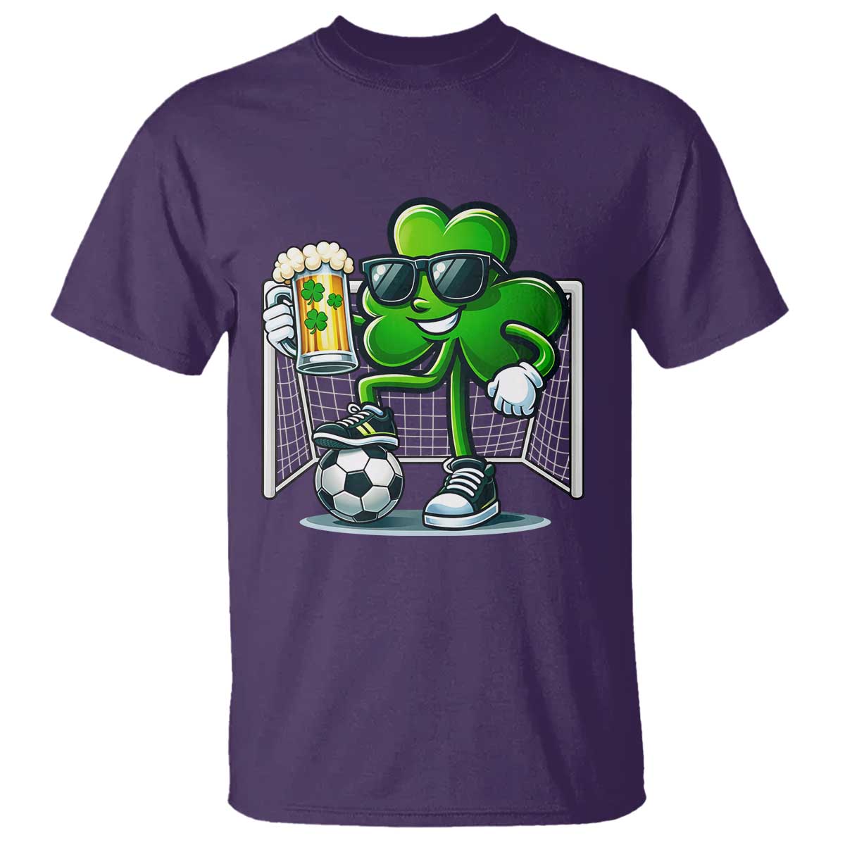 Funny Irish Shamrock Dabbing Soccer T Shirt St Patricks Day TS12 Purple Print Your Wear