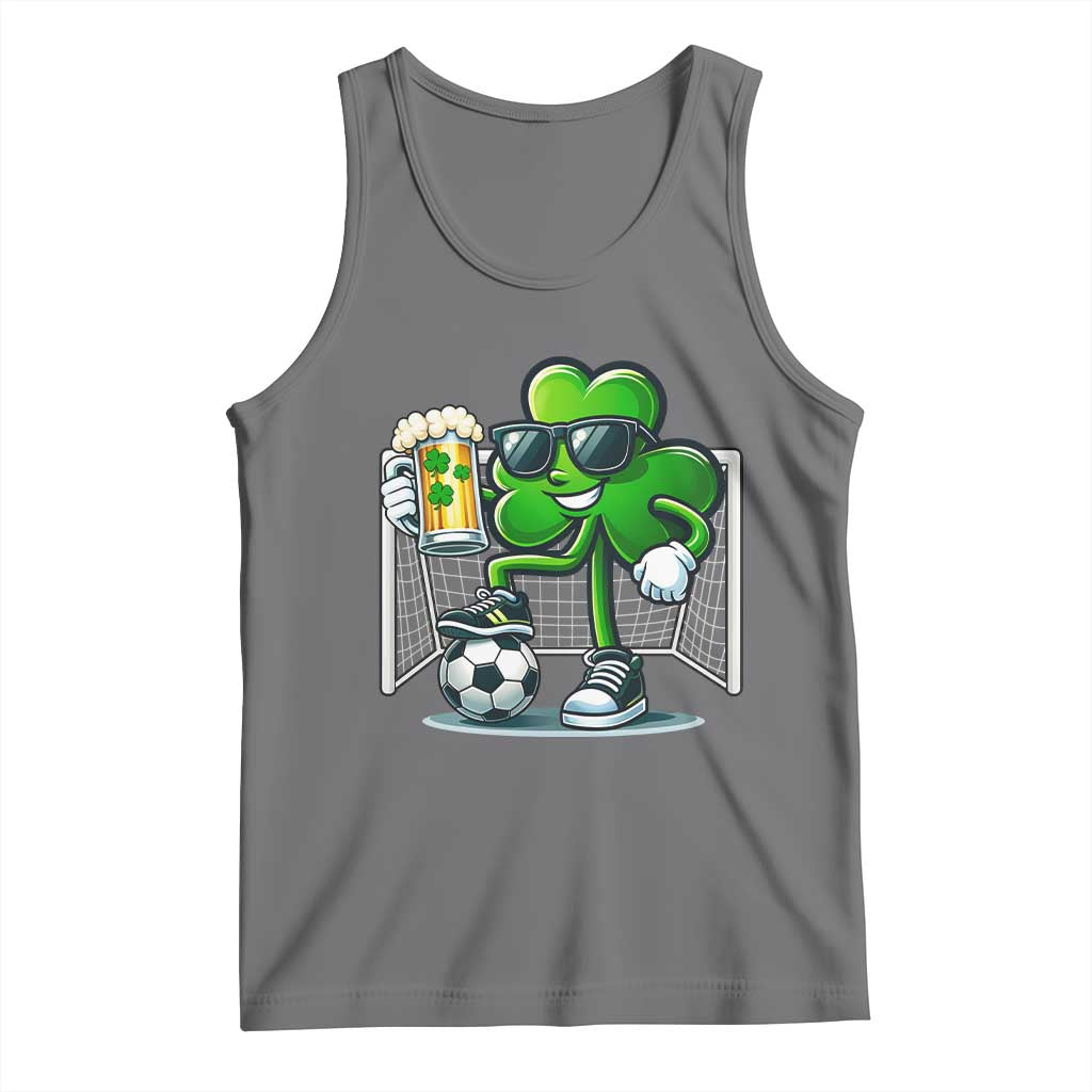 Funny Irish Shamrock Dabbing Soccer Tank Top St Patricks Day TS12 Black Heather Print Your Wear