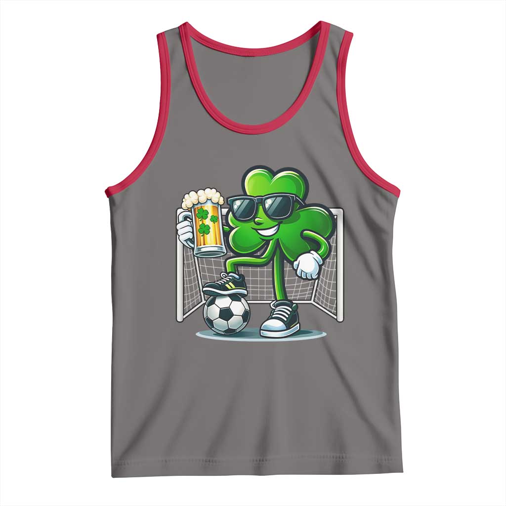 Funny Irish Shamrock Dabbing Soccer Tank Top St Patricks Day TS12 Deep Heather Red Print Your Wear