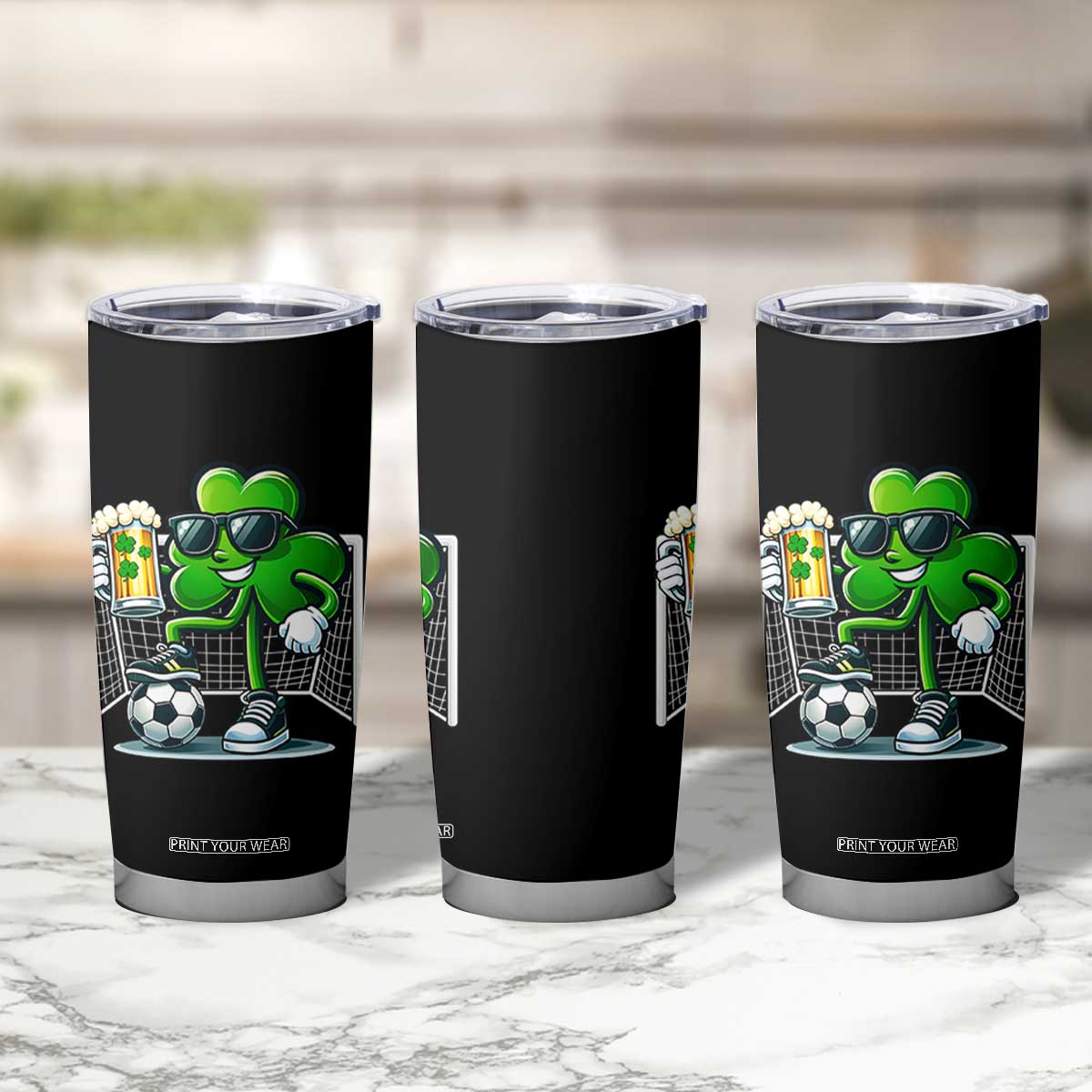 Funny Irish Shamrock Dabbing Soccer Tumbler Cup St Patricks Day TS12 Print Your Wear