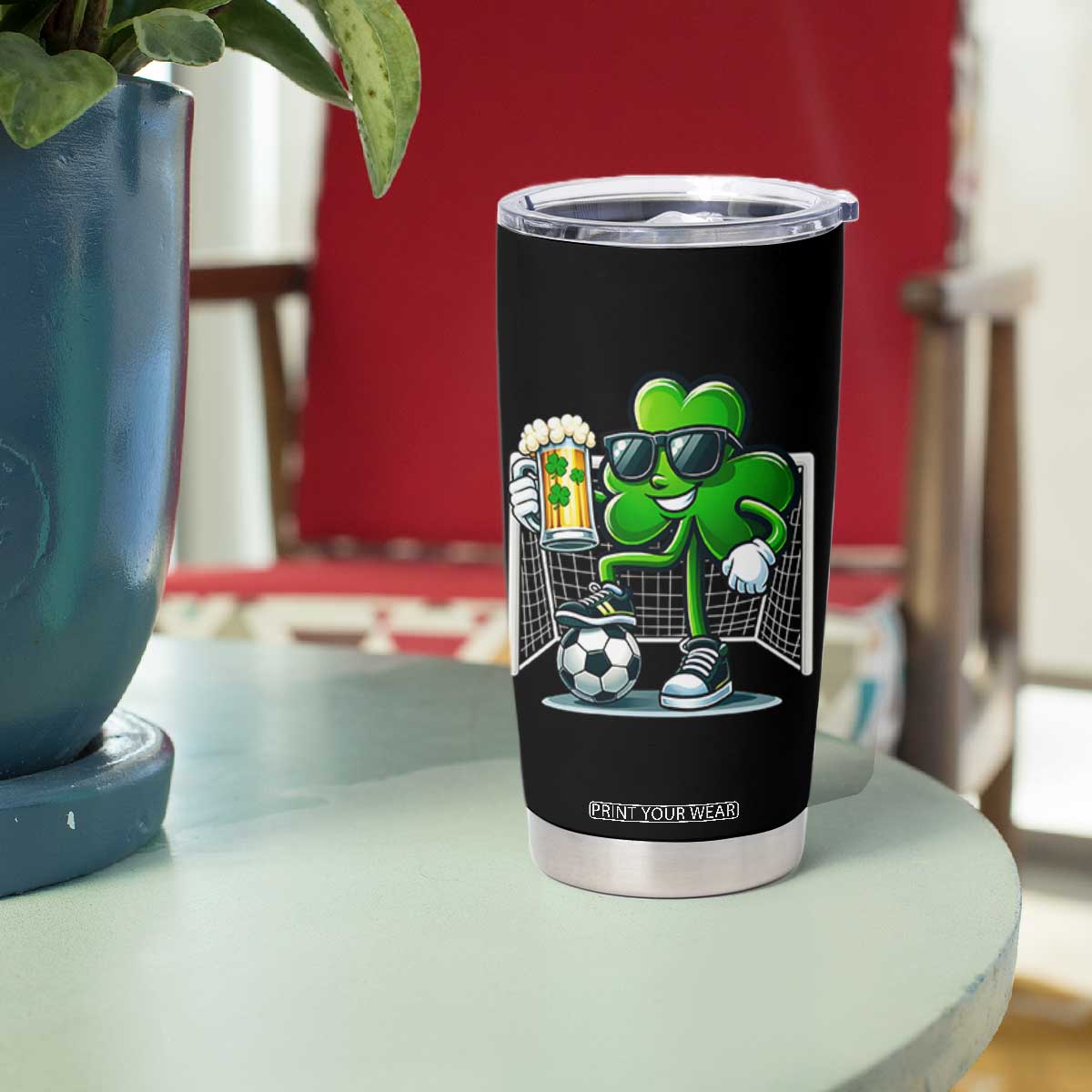 Funny Irish Shamrock Dabbing Soccer Tumbler Cup St Patricks Day TS12 Print Your Wear