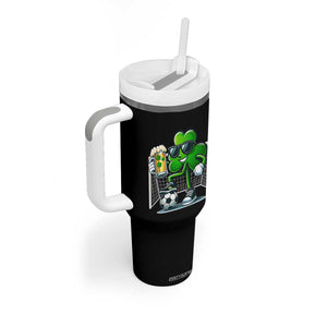 Funny Irish Shamrock Dabbing Soccer Tumbler With Handle St Patricks Day TS12 Print Your Wear