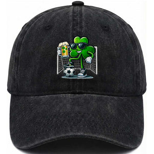 Funny Irish Shamrock Dabbing Soccer Washed Cotton Baseball Cap St Patricks Day TS12 Print Your Wear