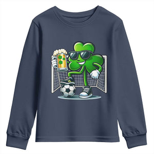 Funny Irish Shamrock Dabbing Soccer Youth Sweatshirt St Patricks Day TS12 Navy Print Your Wear