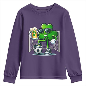 Funny Irish Shamrock Dabbing Soccer Youth Sweatshirt St Patricks Day TS12 Purple Print Your Wear