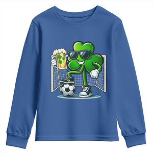 Funny Irish Shamrock Dabbing Soccer Youth Sweatshirt St Patricks Day TS12 Royal Blue Print Your Wear