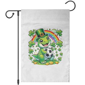 Cute Dinosaur Soccer Player Garden Flag St Patricks Day Dino Lover TS12 White Print Your Wear