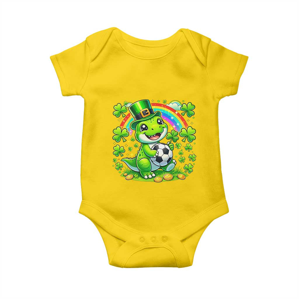 Cute Dinosaur Soccer Player Baby Onesie St Patricks Day Dino Lover TS12 Daisy Print Your Wear