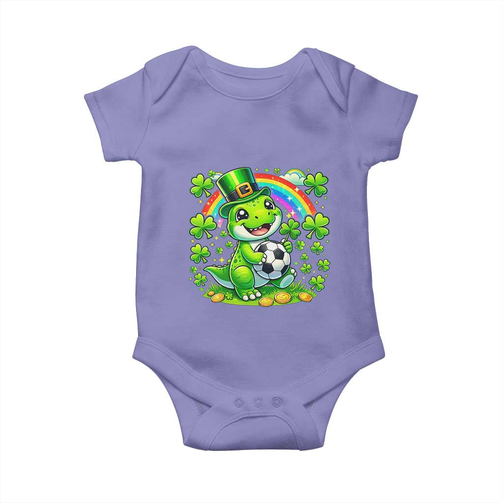 Cute Dinosaur Soccer Player Baby Onesie St Patricks Day Dino Lover TS12 Violet Print Your Wear