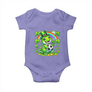 Cute Dinosaur Soccer Player Baby Onesie St Patricks Day Dino Lover TS12 Violet Print Your Wear