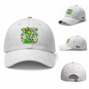 Cute Dinosaur Soccer Player Baseball Cap St Patricks Day Dino Lover TS12 Baseball Cap Universal Fit White Print Your Wear