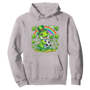 Cute Dinosaur Soccer Player Hoodie St Patricks Day Dino Lover TS12 Ice Gray Print Your Wear