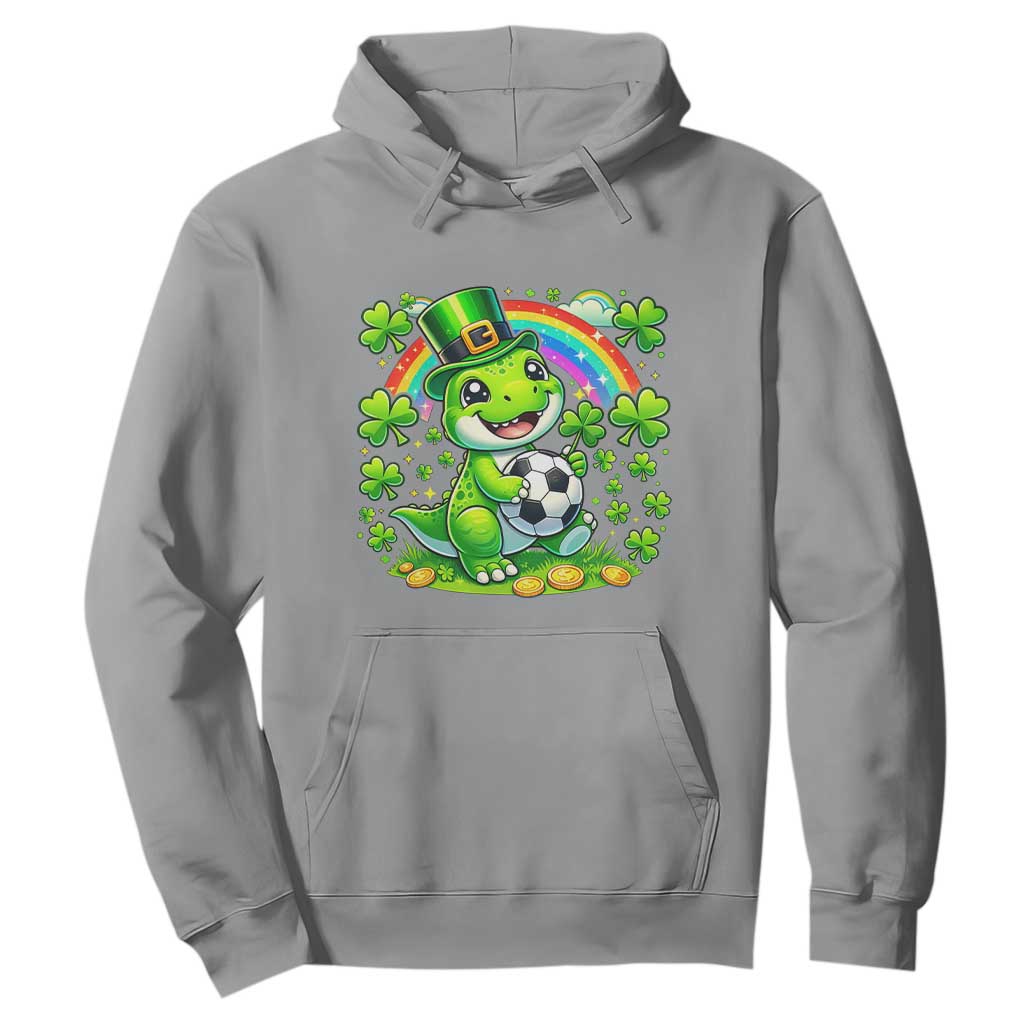 Cute Dinosaur Soccer Player Hoodie St Patricks Day Dino Lover TS12 Sport Gray Print Your Wear