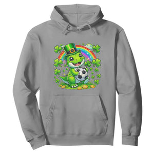 Cute Dinosaur Soccer Player Hoodie St Patricks Day Dino Lover TS12 Sport Gray Print Your Wear