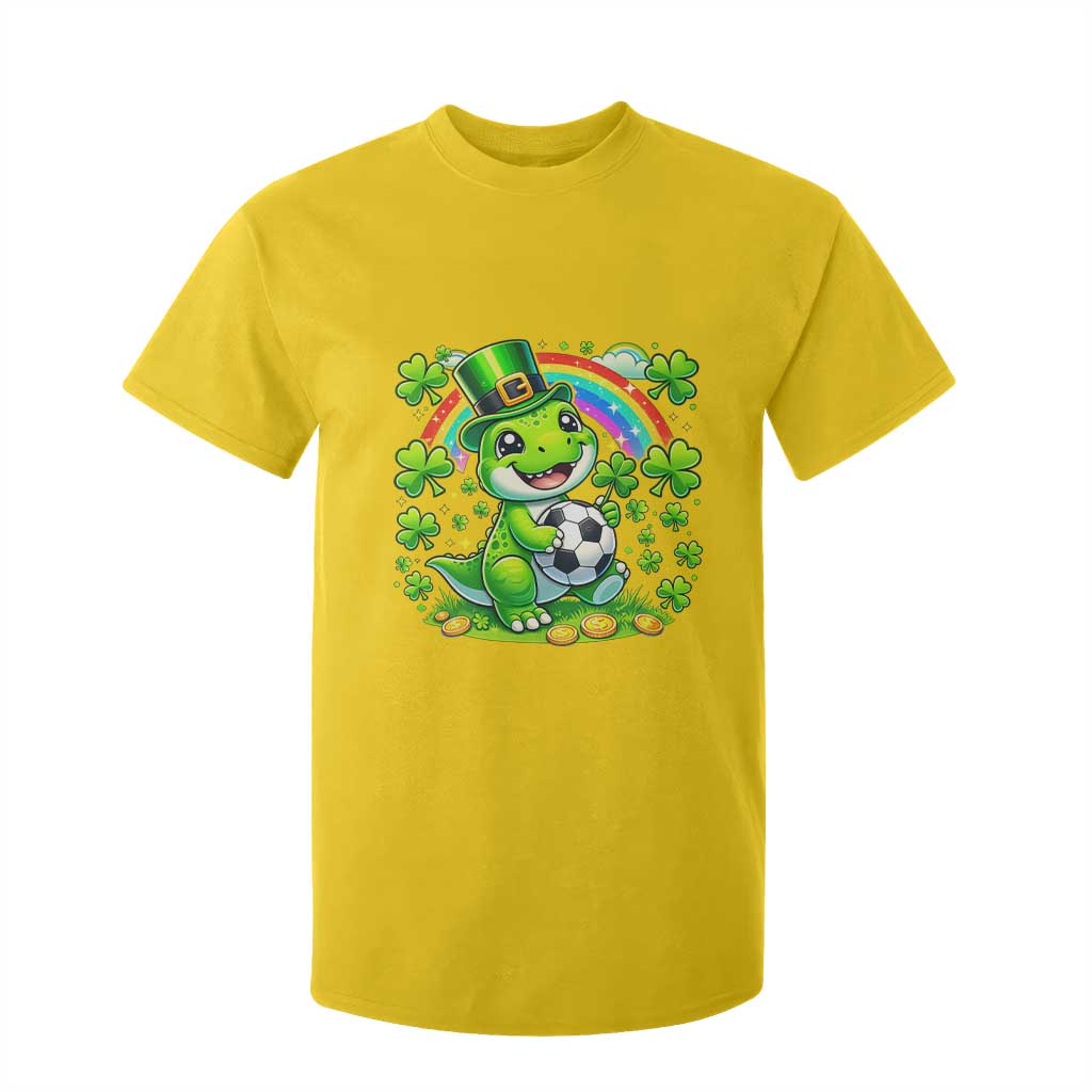 Cute Dinosaur Soccer Player T Shirt For Kid St Patricks Day Dino Lover TS12 Daisy Print Your Wear