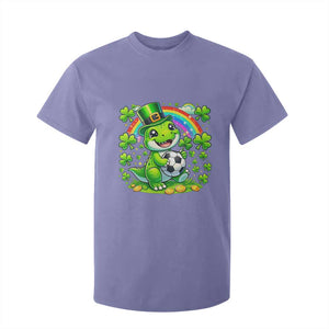 Cute Dinosaur Soccer Player T Shirt For Kid St Patricks Day Dino Lover TS12 Violet Print Your Wear