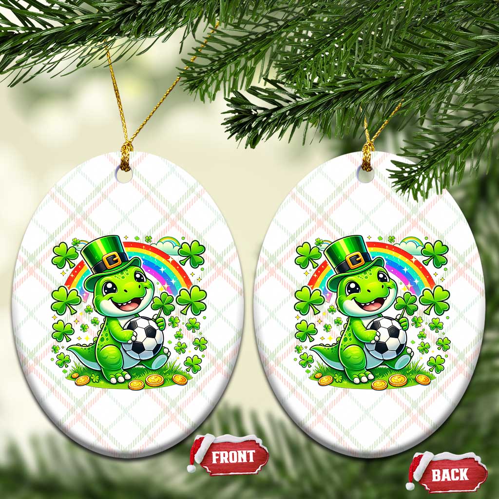 Cute Dinosaur Soccer Player Ceramic Ornament St Patricks Day Dino Lover TS12 Print Your Wear