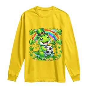 Cute Dinosaur Soccer Player Long Sleeve Shirt St Patricks Day Dino Lover TS12 Daisy Print Your Wear