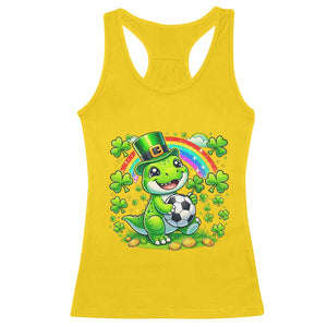 Cute Dinosaur Soccer Player Racerback Tank Top St Patricks Day Dino Lover TS12 Daisy Print Your Wear