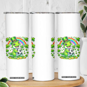 Cute Dinosaur Soccer Player Skinny Tumbler St Patricks Day Dino Lover TS12 Print Your Wear