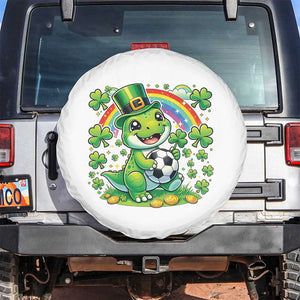 Cute Dinosaur Soccer Player Spare Tire Cover St Patricks Day Dino Lover TS12 No hole White Print Your Wear