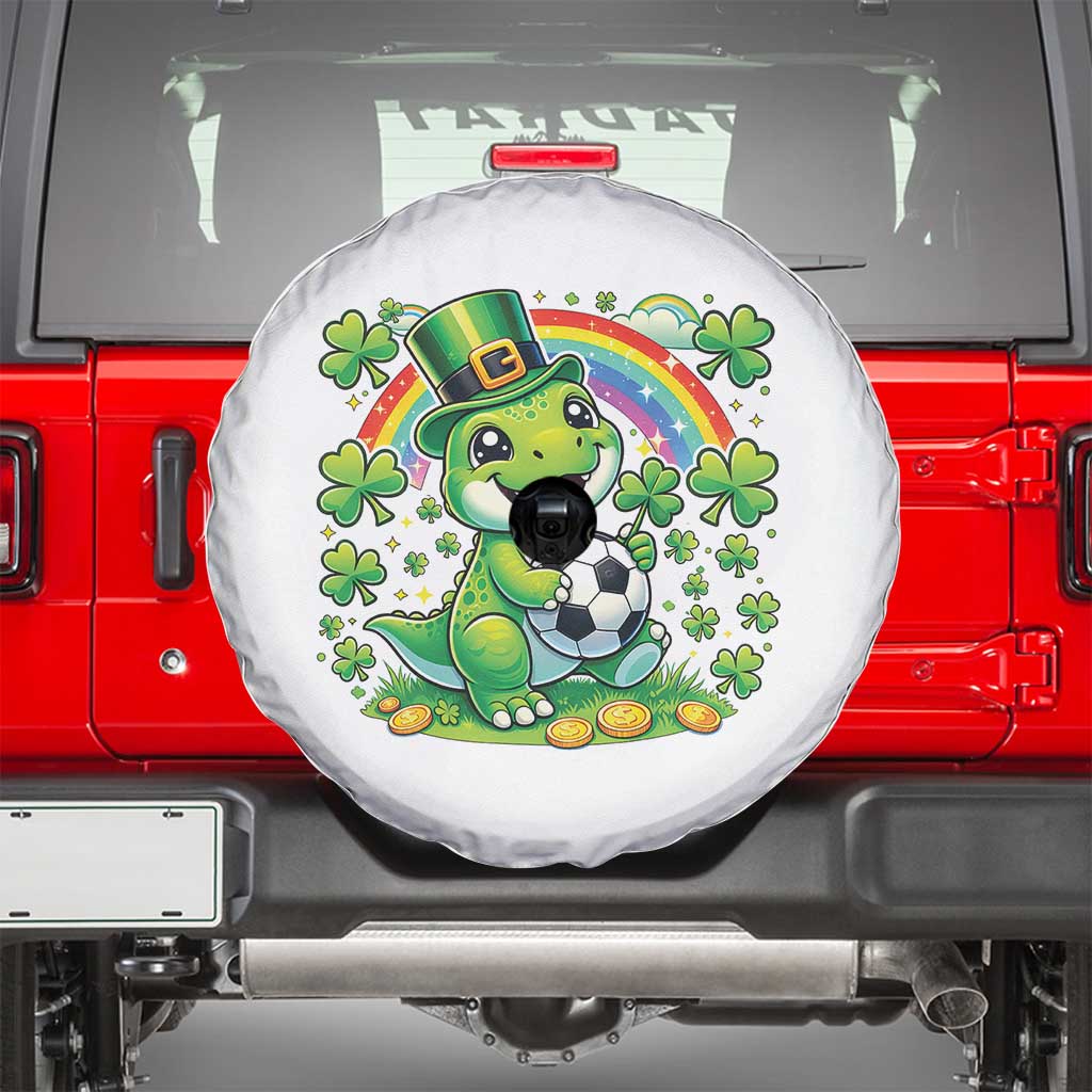 Cute Dinosaur Soccer Player Spare Tire Cover St Patricks Day Dino Lover TS12 White Print Your Wear