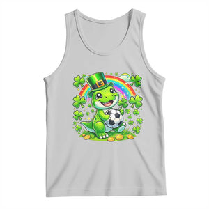 Cute Dinosaur Soccer Player Tank Top St Patricks Day Dino Lover TS12 Ash Print Your Wear