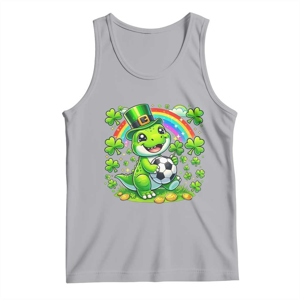 Cute Dinosaur Soccer Player Tank Top St Patricks Day Dino Lover TS12 Athletic Heather Print Your Wear
