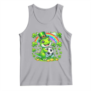 Cute Dinosaur Soccer Player Tank Top St Patricks Day Dino Lover TS12 Athletic Heather Print Your Wear