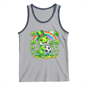 Cute Dinosaur Soccer Player Tank Top St Patricks Day Dino Lover TS12 Athletic Heather Navy Print Your Wear