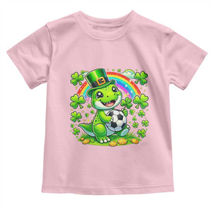 Cute Dinosaur Soccer Player Toddler T Shirt St Patricks Day Dino Lover TS12 Light Pink Print Your Wear