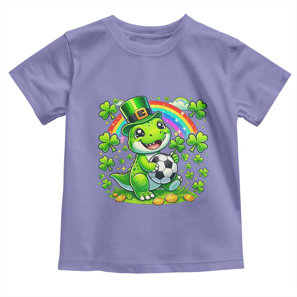 Cute Dinosaur Soccer Player Toddler T Shirt St Patricks Day Dino Lover TS12 Violet Print Your Wear