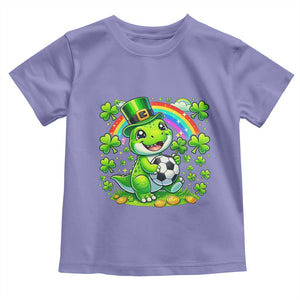 Cute Dinosaur Soccer Player Toddler T Shirt St Patricks Day Dino Lover TS12 Violet Print Your Wear