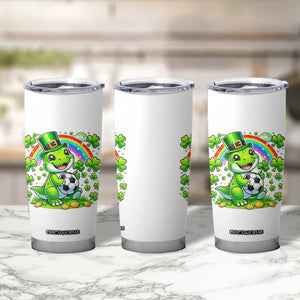 Cute Dinosaur Soccer Player Tumbler Cup St Patricks Day Dino Lover TS12 Print Your Wear