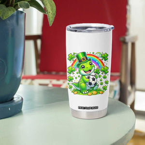 Cute Dinosaur Soccer Player Tumbler Cup St Patricks Day Dino Lover TS12 Print Your Wear