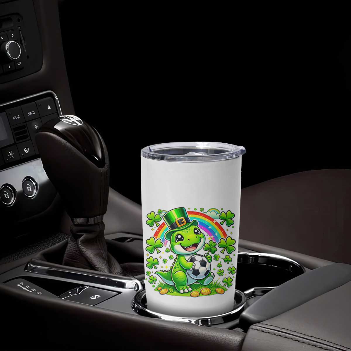 Cute Dinosaur Soccer Player Tumbler Cup St Patricks Day Dino Lover TS12 Print Your Wear