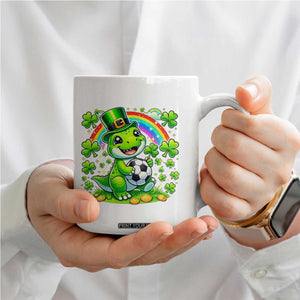 Cute Dinosaur Soccer Player Coffee Mug St Patricks Day Dino Lover TS12 Print Your Wear