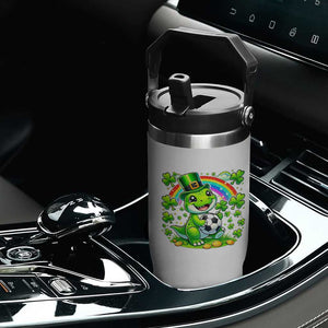 Cute Dinosaur Soccer Player Flip Straw Tumbler St Patricks Day Dino Lover TS12 Print Your Wear