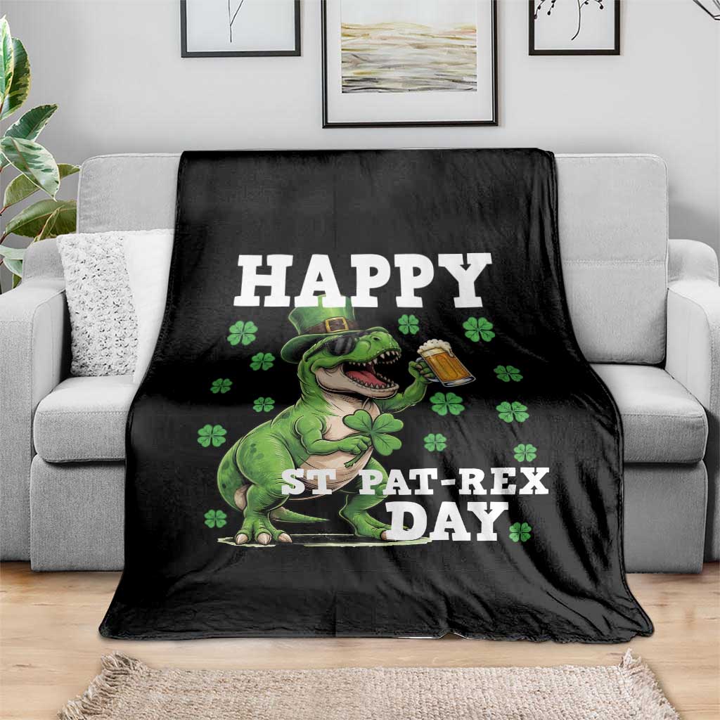 Happy St Pat Rex Day Throw Blanket Funny Dinosaur Drinking Beer TS12 Print Your Wear