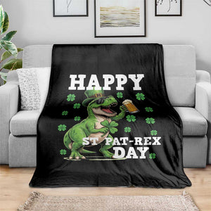 Happy St Pat Rex Day Throw Blanket Funny Dinosaur Drinking Beer TS12 Print Your Wear